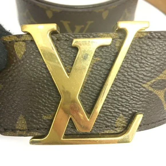 100% Authentic Louis Vuitton Monogram Brown Leather Belt - Picture 5 of 10
